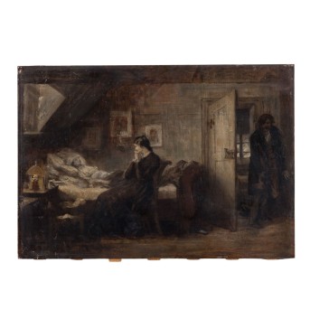 PAINTERS OF THE XIX CENTURY "Genre scene at the bedside"