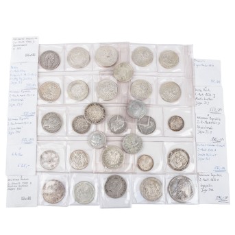 Collection of coins from Old Germany, German Empire, Weimar Republic and Third Reich.