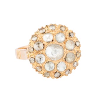 Ring mit 23 Diamantrosen zus. ca. 1,5 ct,