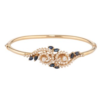 Armreif mit Saphiren und Diamanten zus. ca. 0,78 ct,