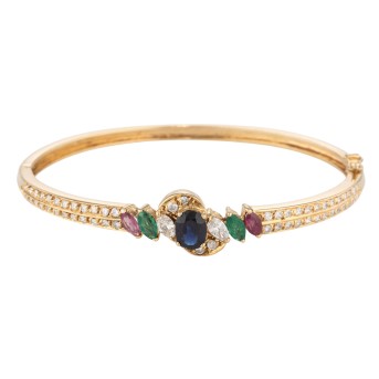 Armreif mit Saphir, Rubin, Smaragd und Diamanten