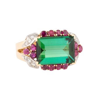 SCHILLING Ring mit feinem Turmalin, Rubinen