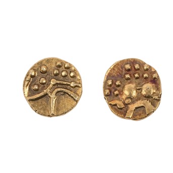 India/GOLD - 2 x 1 fanam, different motifs,