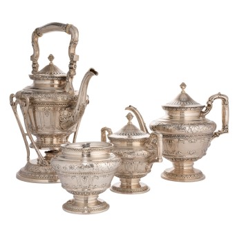 USA, 5-tlg. Teeservice 'Marie Antoinette', 925 Silber, um 1900.