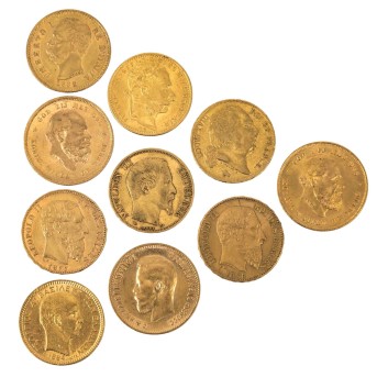 Mixed GOLD plumb bob - 10x gold coin with a total of approx. 60g fine gold,