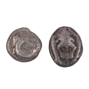 Antiquity - Caria, two hemiobols, different motifs