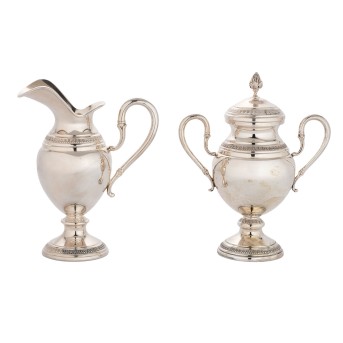ITALY, 2-piece creamware set, 800 silver, 20th century