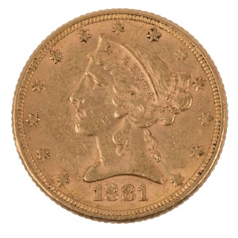 USA/GOLD - 5 Dollar 1881, Liberty Head