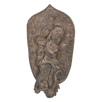 Carving of the Guanyin in wood. CHINA, 19th century