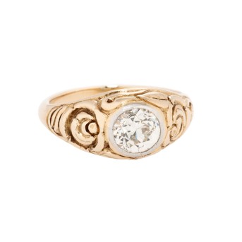 Art-Déco Ring mit Altschliffdiamant von ca. 1,1ct,
