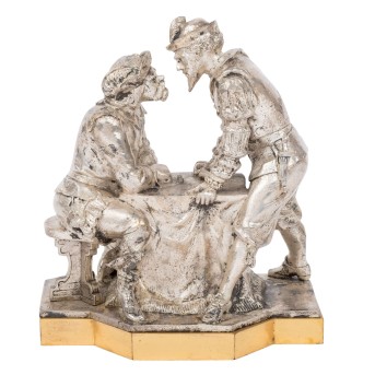 BILDHAUER/IN 19./20. Jh., "Zwei Würfelspieler im Disput",