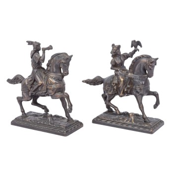 BILDHAUER 19th/20th century, pair of hunter figures 'Hornblower' & 'Falconer', Historicism,