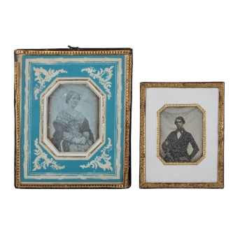 2 DAGUERREOTYPIES "Portrait of a Lady" & "Portrait of a Gentleman", mid 19th century,