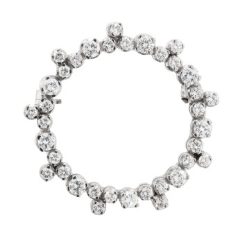 Wreath brooch with diamonds totaling ca. 1 ct,