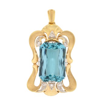 Anhänger mit feinem Aquamarin ca. 14 ct,