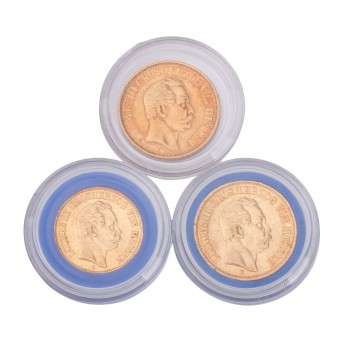 Dt. Kaiserreich /GOLD - Hessen, Ludwig III. 1x 10 Mark und 2x 20 Mark