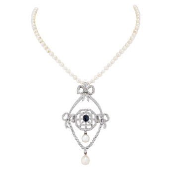 Belle Époque style clip pendant with diamonds