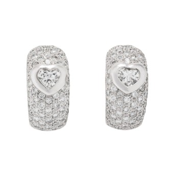 LEO WITTWER earrings with 2 brilliant-cut diamond hearts total approx. 0.5 ct