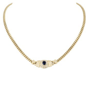 Necklace with sapphire and diamonds totaling approx. 0.96 ct,