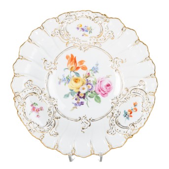 MEISSEN Prunkteller 'Blumenmalerei', 1924-1934, 1. Wahl.