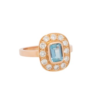 Ring mit Aquamarin und Brillanten