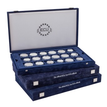 Larger ECU collection in 3 coin boxes with a total of approx. 162 coins