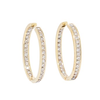 Creoles set with brilliant-cut diamonds totaling approx. 1.7 ct,