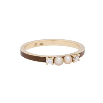 Ring mit 2 cremefarbenen Perlen,