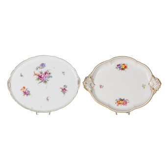 KPM Berlin/LUDWIGSBURG Handle plate and tray, 1st half 20th century