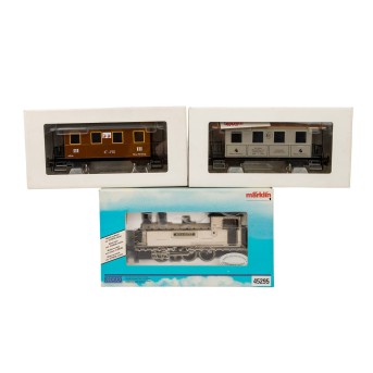 MÄRKLIN MAXI 3-piece set consisting of a locomotive and 2 passenger cars, Gauge 1,