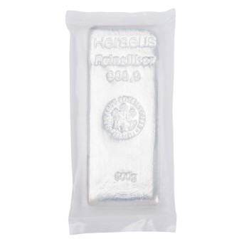 SILBERbarren – 500 g SILBER fein, Silberbarren gegossen, Hersteller Heraeus,
