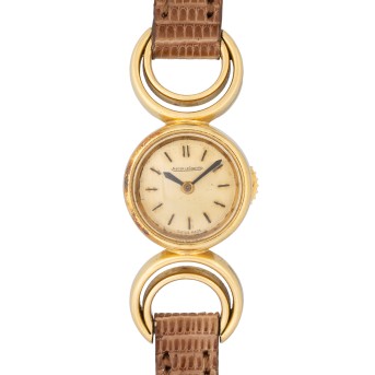 JAEGER-LECOULTRE kleine Vintage Backwinder Damenuhr mit besonderen Bandanstößen, ca. 50er Jahre.