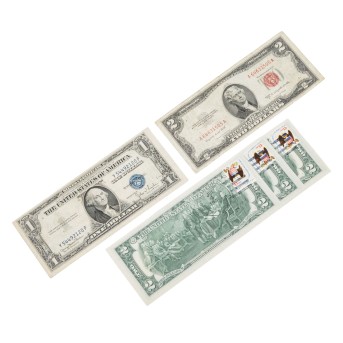 United States of America - 5 x dollar bills with Washington and Jefferson
