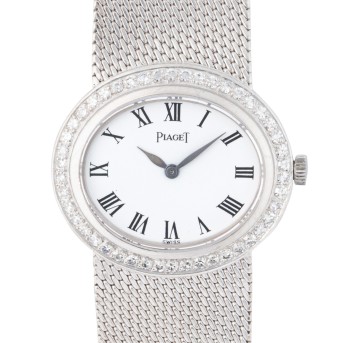 PIAGET Vintage Oval Damenuhr Ref. 9335 mit Diamantlünette, ca. 70er Jahre.