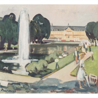 SCHULZ, MARES (1920-2013), "Anlagensee with New Palace in Stuttgart", 1962,