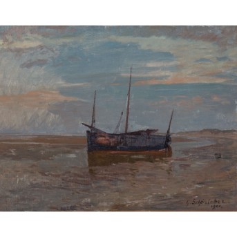 SCHÖNLEBER, GUSTAV (1851-1917), "Evening on the beach", 1901,
