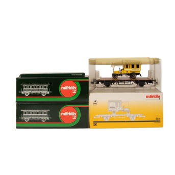 MÄRKLIN 4-piece set of freight cars and siding, Gauge 1,