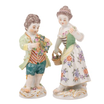 MEISSEN zwei Gärtnerkinder, 20. Jh. 1. Wahl,