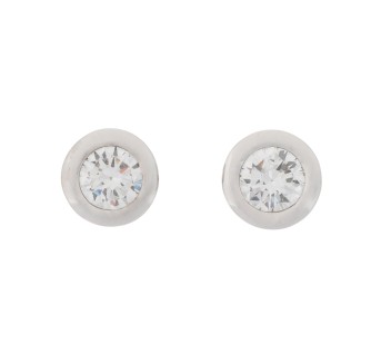 Stud earrings with 2 brilliant-cut diamonds totaling 0.42 ct, 