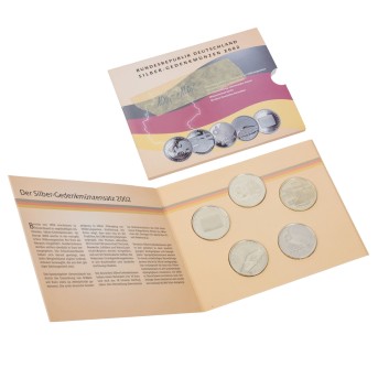 BRD/SILBERgedenkmünzen 5x 10€ 2002 insg. 83,25g Ag fein