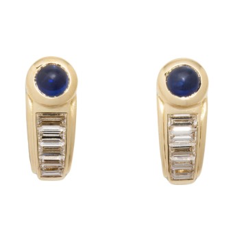 Paar Clipohrstecker mit 2 runden Saphircabochons,