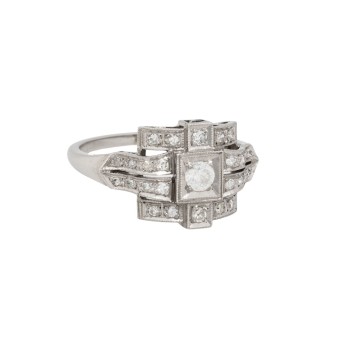 Ring im Art Déco Stil mit Altschliff-Diamant,