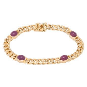 Panzerarmband mit 4 ovalen Rubincabochons,