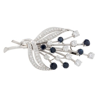 Brosche 'Bouquet' mit Saphiren und Brillanten,