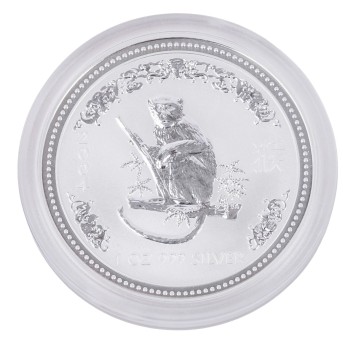 Australia /SILVER - Elizabeth II. 1 $ Lunar Series I. Year of the Monkey 2004