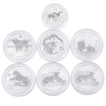 Australia /SILVERLot - 6 x 1 oz & 1 x 1/2 oz, Lunar Series II.