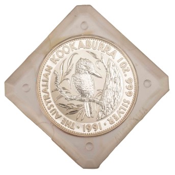 Australien /SILBER - 1 x 5 $ Kookaburra à 1 Unze 1991