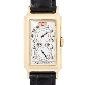 ALPINA GRUEN sehr seltene Vintage "Doctor's Watch" mit springender Stunde. Ca. 1940er Jahre.