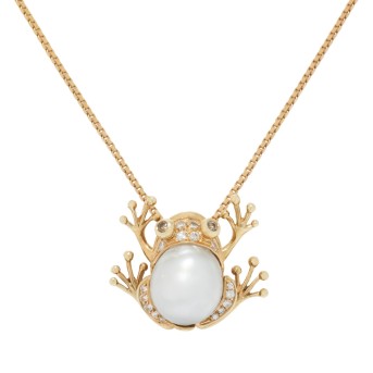 Kette 'Frosch' mit Perle und Brillanten