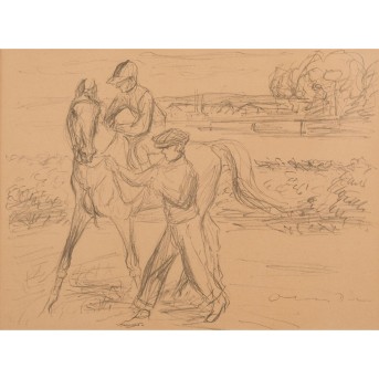 DILL, OTTO (1884-1957), 'Jockey zu Pferd mit Pferdeführer',
